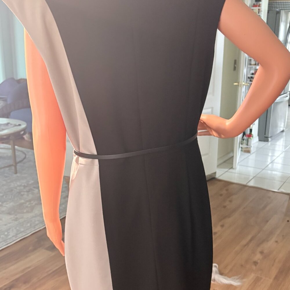 Calvin Klein Colorblock Sheath Dress w/ Belt Black Size 12 - Picture 8 of 9